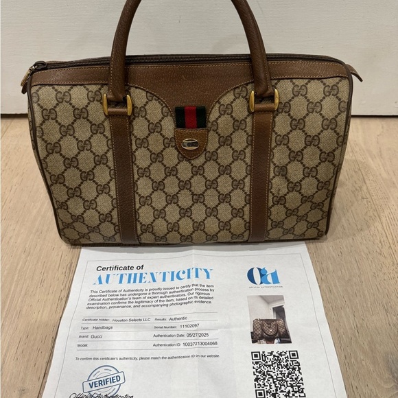 Gucci Tan Canvas & Leather Vintage PRISTINE Boston Bag Authentic with COA - Picture 4 of 13